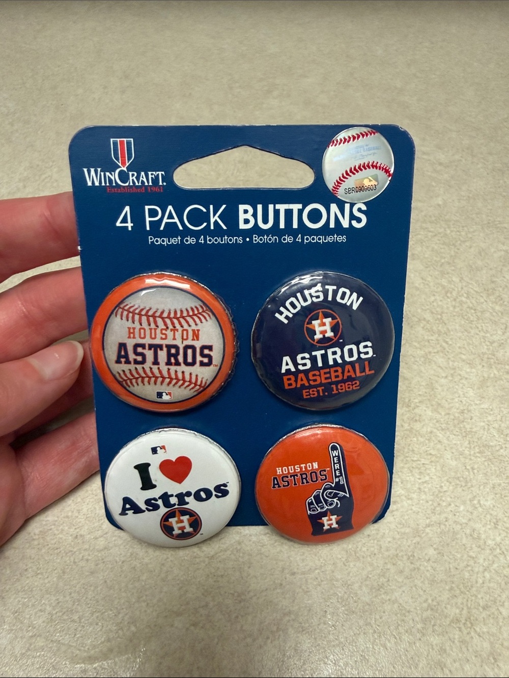 Wincraft Houston Astros 4-Pack Button Set - Orange, Navy & White